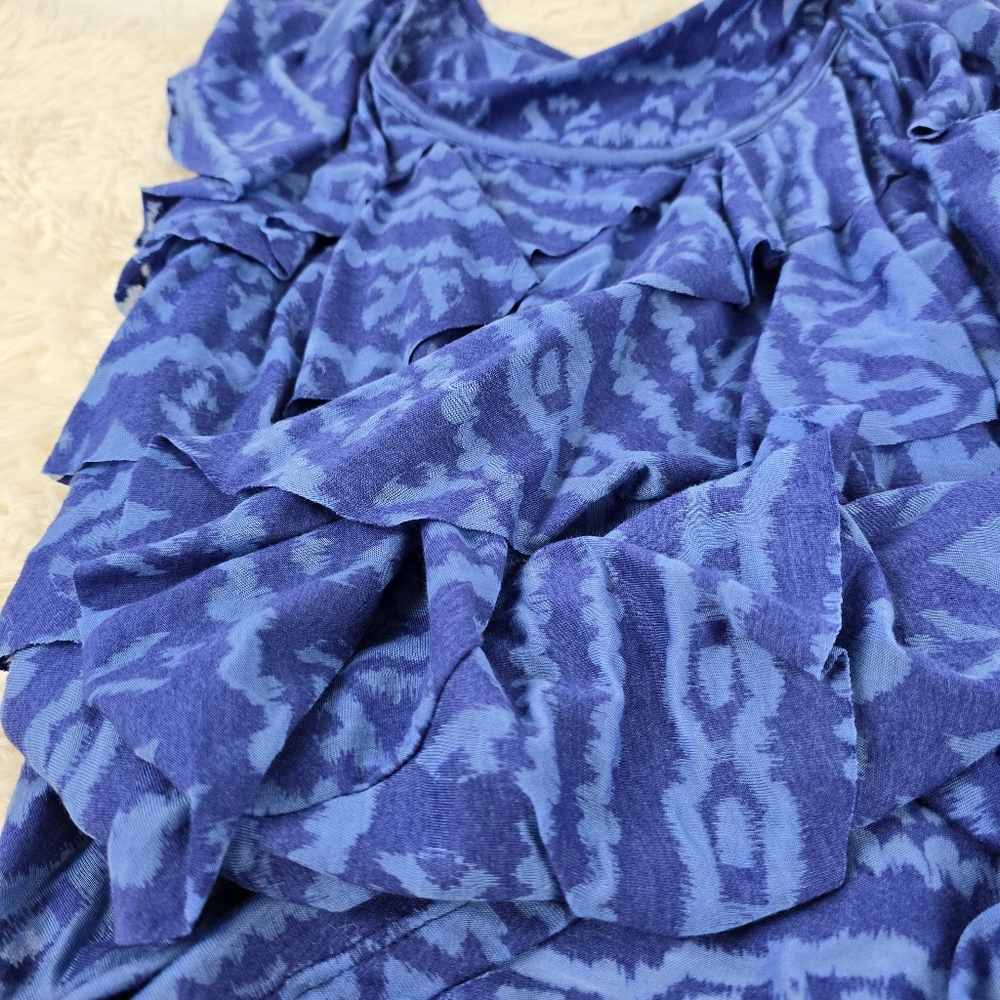 AB Studio Blue Ruffle Front Top - Picture 9 of 12